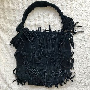 Goldenbleu Black Suede Fringe Bag
